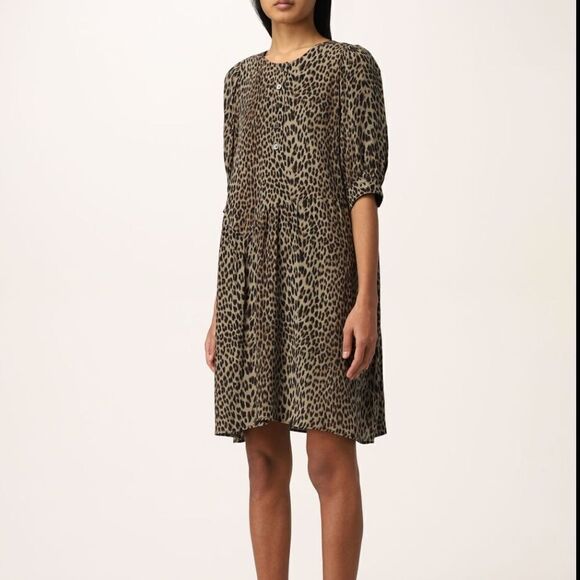 Zadig & Voltaire Risla Animal Leo Print Short Sleeve Dress Size S - Picture 1 of 12